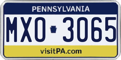 PA license plate MXO3065