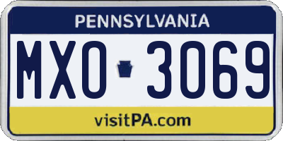 PA license plate MXO3069