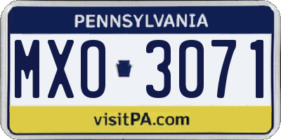 PA license plate MXO3071