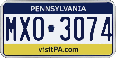 PA license plate MXO3074