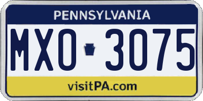 PA license plate MXO3075