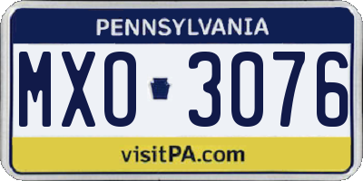 PA license plate MXO3076