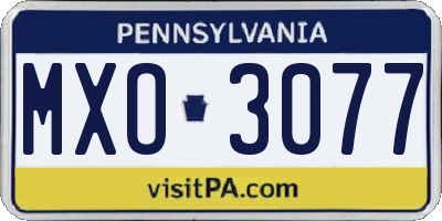 PA license plate MXO3077
