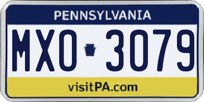 PA license plate MXO3079