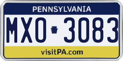 PA license plate MXO3083