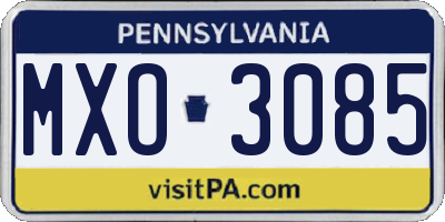 PA license plate MXO3085