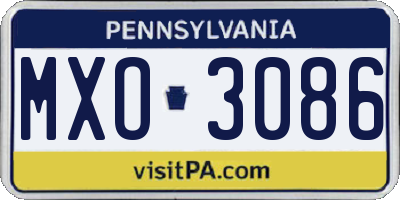 PA license plate MXO3086