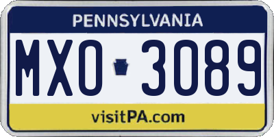 PA license plate MXO3089