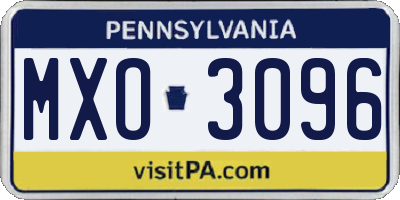 PA license plate MXO3096