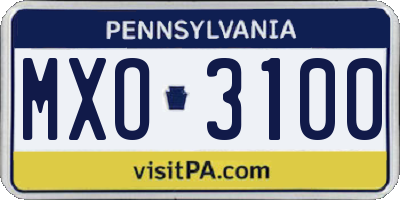 PA license plate MXO3100