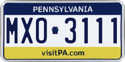 PA license plate MXO3111