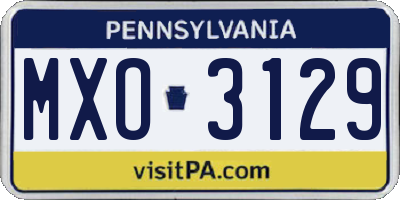PA license plate MXO3129