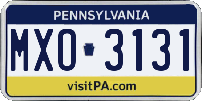 PA license plate MXO3131