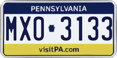 PA license plate MXO3133