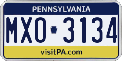 PA license plate MXO3134