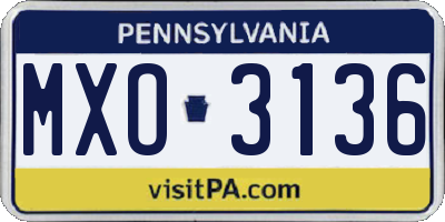 PA license plate MXO3136
