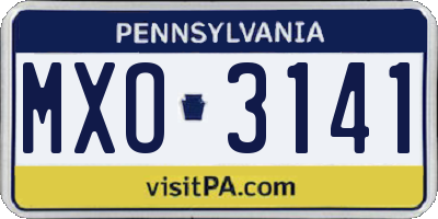 PA license plate MXO3141