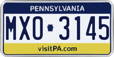 PA license plate MXO3145