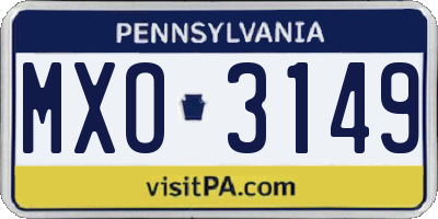 PA license plate MXO3149