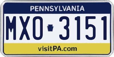 PA license plate MXO3151