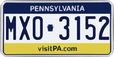 PA license plate MXO3152