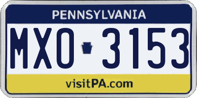 PA license plate MXO3153