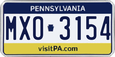 PA license plate MXO3154