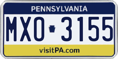 PA license plate MXO3155