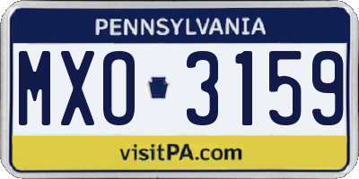 PA license plate MXO3159