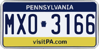 PA license plate MXO3166