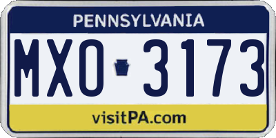 PA license plate MXO3173