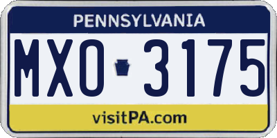 PA license plate MXO3175