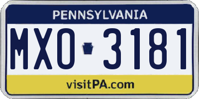 PA license plate MXO3181