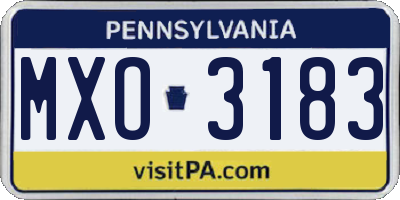 PA license plate MXO3183