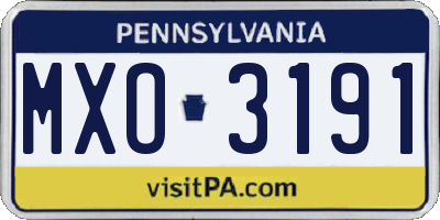 PA license plate MXO3191