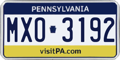 PA license plate MXO3192