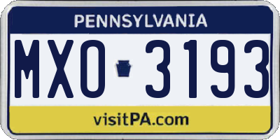 PA license plate MXO3193