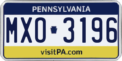 PA license plate MXO3196