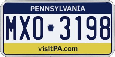 PA license plate MXO3198
