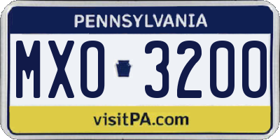 PA license plate MXO3200