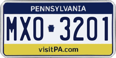 PA license plate MXO3201