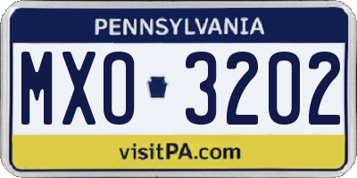PA license plate MXO3202