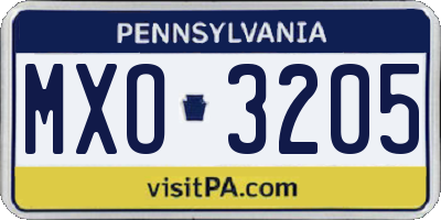 PA license plate MXO3205