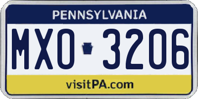 PA license plate MXO3206