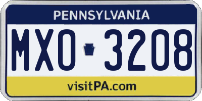 PA license plate MXO3208