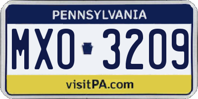 PA license plate MXO3209