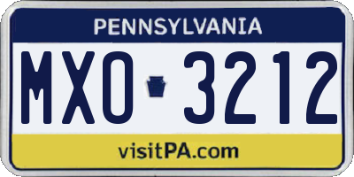 PA license plate MXO3212