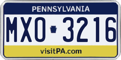 PA license plate MXO3216