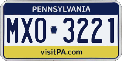 PA license plate MXO3221