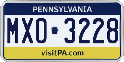 PA license plate MXO3228